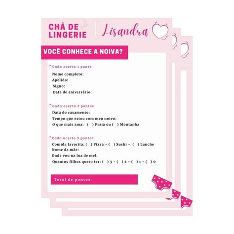 Chá De Lingerie Quiz Você Conhece A Noiva Elo7