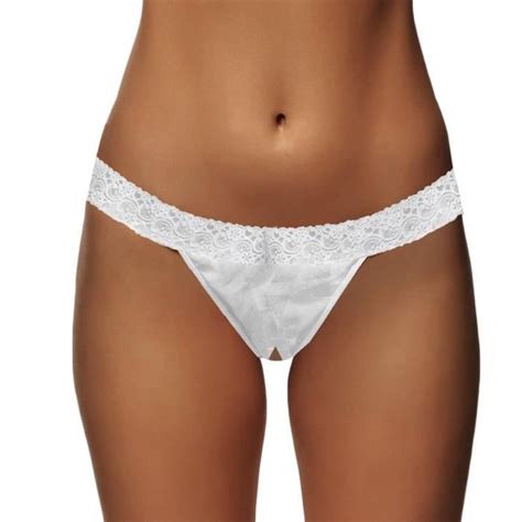 Nouveau Femmes String Sexy Dentelle Bowknot Ouvert Entrejambe String G String Lingerie Sous