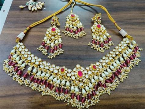 Wedding Wear Golden Pachi Kundan Necklace Set At Rs Set In Mumbai