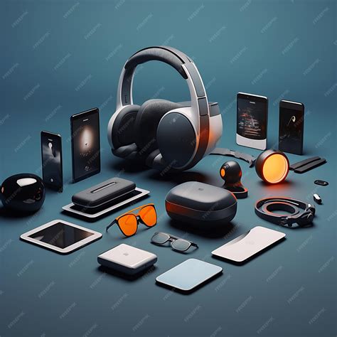 Futuristic Gadgets Showcase a lineup of sleek and modern technological ...