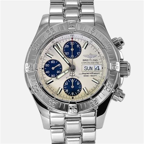 Breitling Superocean Chronograph Silver Dial Divers Watch A13340 ...