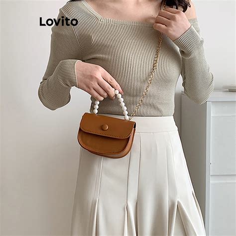 Lovito Women Casual Plain Basic Small Shoulder Bag LNA32158 Brown