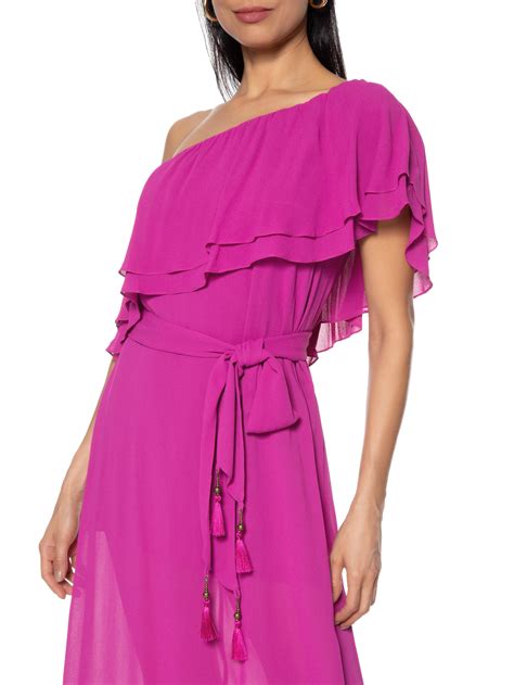 Vestido Midi Babado Duplo Maria Filó Rosa Oqvestir