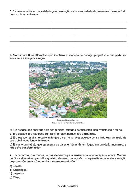 Atividades Paisagem Natural E Modificada 6o Ano Com Gabarito
