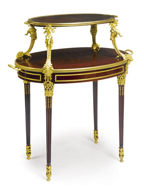 270 A Louis Xvi Style Gilt Bronze Mounted Mahogany Table À ThÉ First