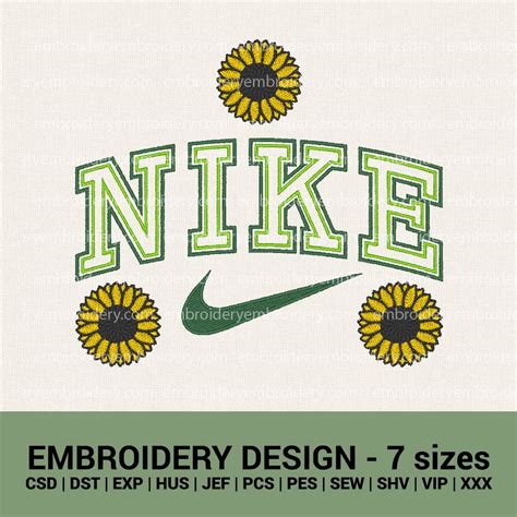 Nike Sunflower Floral Logo Machine Embroidery Design