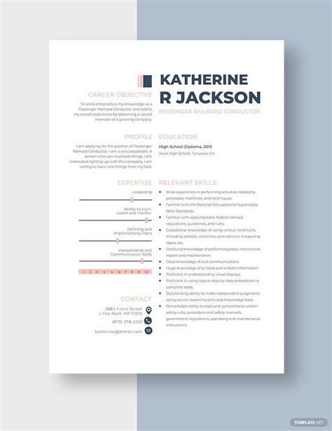 Passenger Railroad Conductor Resume In Pages Word Download