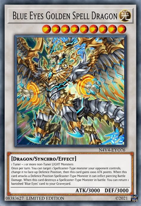 Blue Eyes Golden Spell Dragon By Deadstorm8 On Deviantart