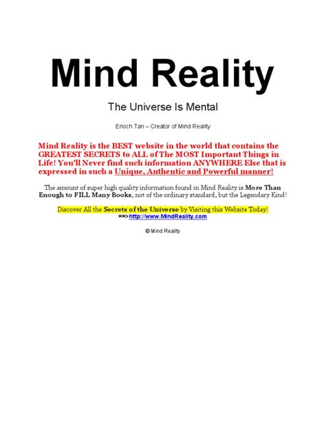 Mind Power | PDF | Reality | Perception