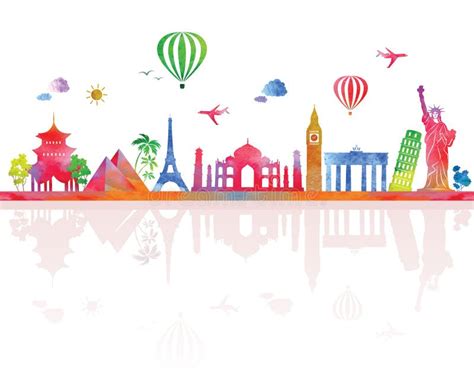 Travel and Tourism Banner. stock vector. Illustration of reflection ...