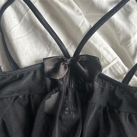 Vintage Black Mesh Lingerie Size Medium But Fits Depop