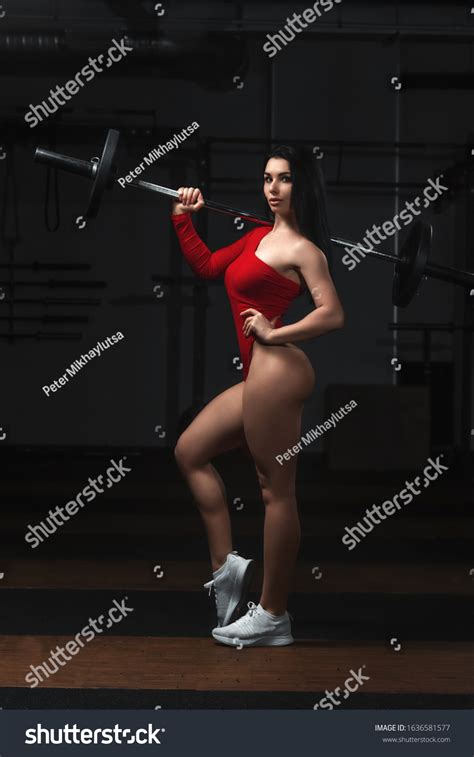 Sexy Fitness Brunette Woman Red Body Stock Photo Shutterstock