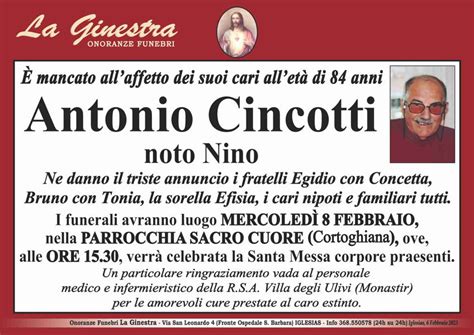 Funerali E Annunci Funebri A Carbonia Antonio Cincotti Funer24