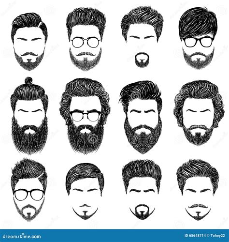 Bearded Man Hairstyles Stock Vector Illustration Of Logo