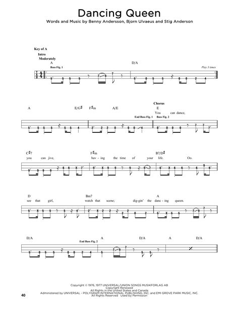 Dancing Queen by ABBA - Easy Bass Tab - Guitar Instructor