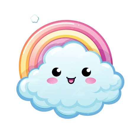 Rainbow Cloud Cute Cartoon Kawaii Sticker Clipart Ai Generated Rainbow