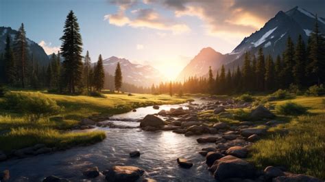 Stunning wilderness landscape vray render with 8k resolution | Premium ...