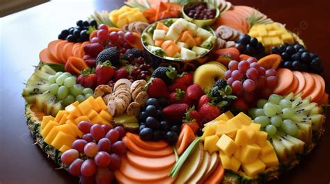 Platter With Fruit On Top Is Placed On A Table Background, Party ...