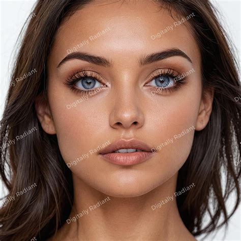Beautiful Blue Eyed Brunette Woman Headshot Female Cover Model Woman Portrait Mockup Blue Eyed