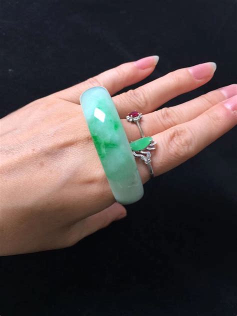 High Grade Natural Jadeite Bangle Mm Ice Species Pure Green Floats