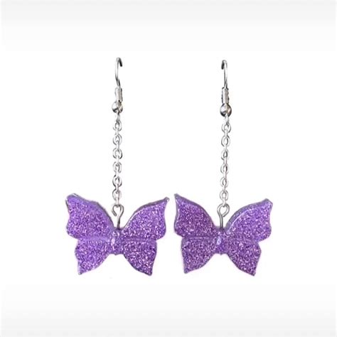 Purple Glitter Butterfly Earrings 🦋💜 Super Cute Depop