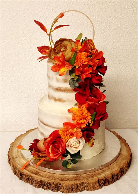 Semi Naked Cake With Autumnal Cascade Bay Tree Cakes