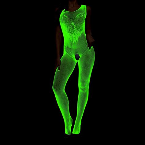 Generic Luminous Sexy Lingerie Fishnet Stockings Glowing Shiny Plus Size Advanced Top Open