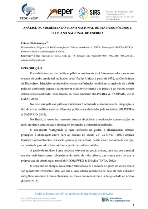 Pdf AnÁlise Da AderÊncia Do Plano Nacional De ResÍduos SÓlidos E Do