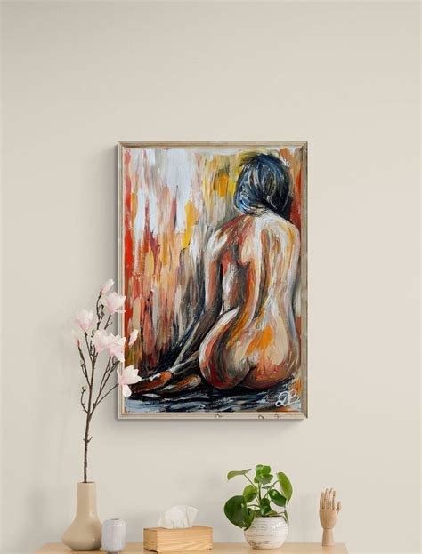 Nude Woman Abstract Painting On Canvas Naked Wall Art Original Large Sexy Erotic Abstract