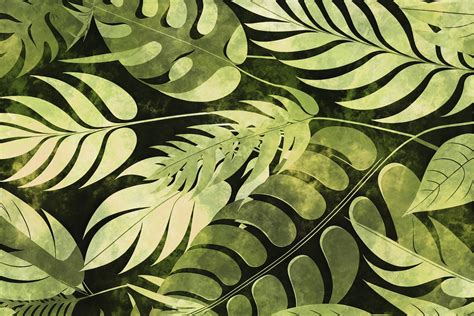 Green Tropical Leaf Art Wallpaper Buy Online Happywall