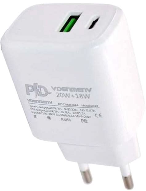 Сетевое зарядное устройство Denmen DC23 USB-A USB Type-C 3A 38W Белое ...