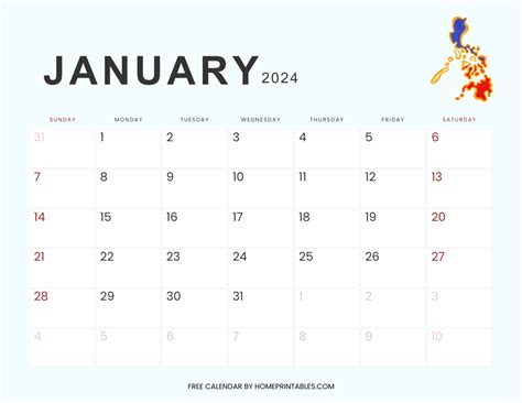 Calendar January 2024 Philippines Today - Tandy Florence