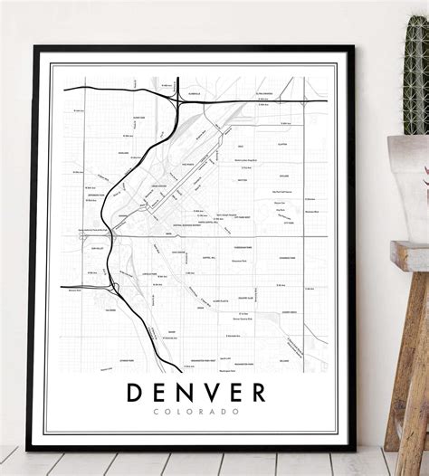 Printable Map Downtown Denver Vintage Map Of Denver, Colorado 1941 By