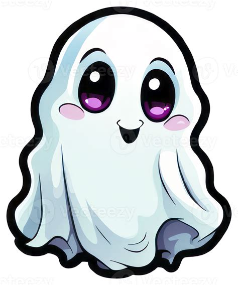 Cute Halloween Ghost Sticker Design Png