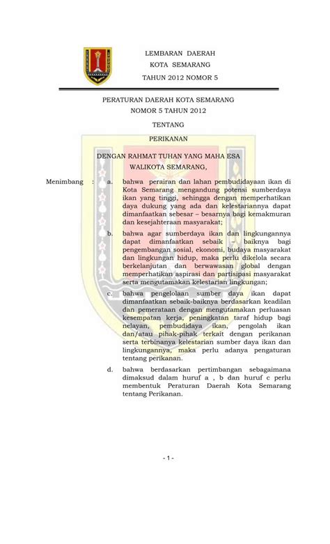 PDF LEMBARAN DAERAH KOTA SEMARANG TAHUN 2012 Satudata Semarangkota