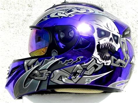 Masei Purple Chrome Skull 822 Flip Up Motorcycle Helmet Free Shipping