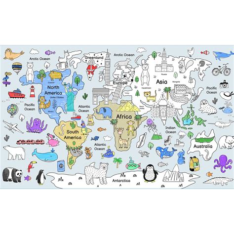Kindergarten Continents Coloring Page