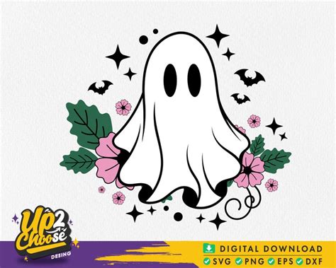 Floral Ghost Svg Halloween Svg Halloween Shirt Cute Ghost Cute