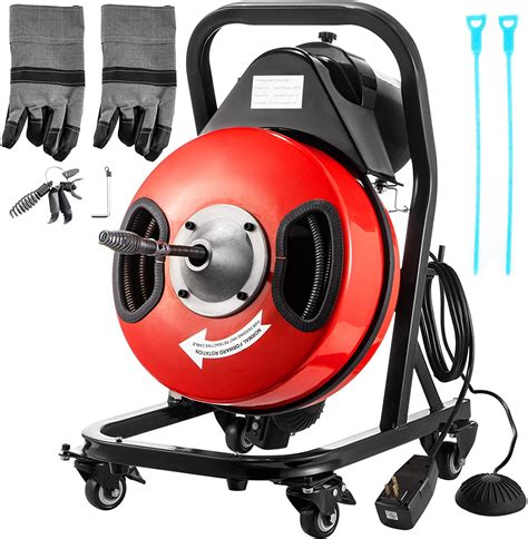 VEVOR 50FT x 1/2Inch Sewer Snake Cleaning Machine on 4 Wheels Electri