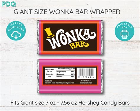 Giant Wonka Bar Wrapper Printable Large Wonka Bar Wrapper Etsy