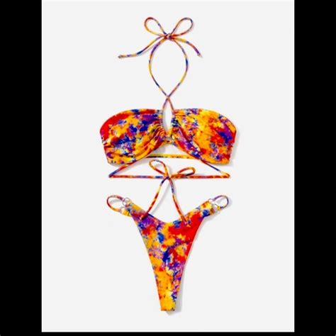 Swim New Multi Color Thong Bikini Poshmark