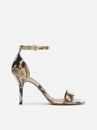 Sandália Nude Arezzo Couro Salto Médio Fino Isabelli ZZ MALL