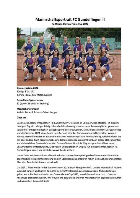 Damen Team Cup 2022 FC Gundelfingen Tennis