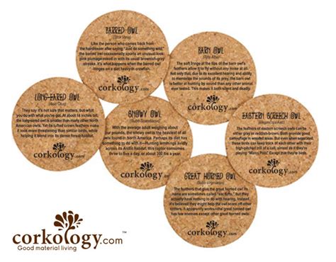 Owls Cork Coaster Set Free Shipping 9 89 Corkology