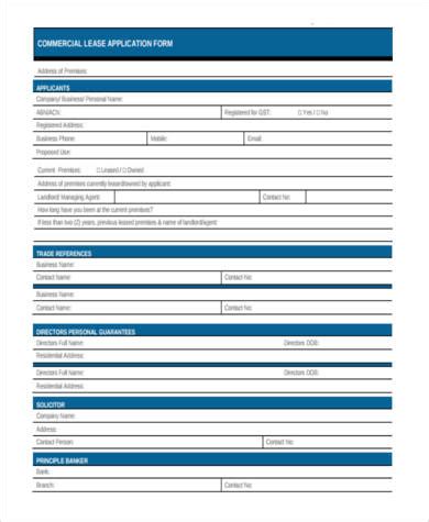 FREE 10+ Sample Commercial Lease Application Forms in PDF | MS Word 