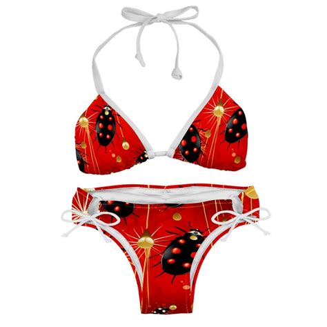 Seven Starred Ladybird Swimsuit Women Bikinis Detachable Sponge Adjustable Strap Bikini Set Two