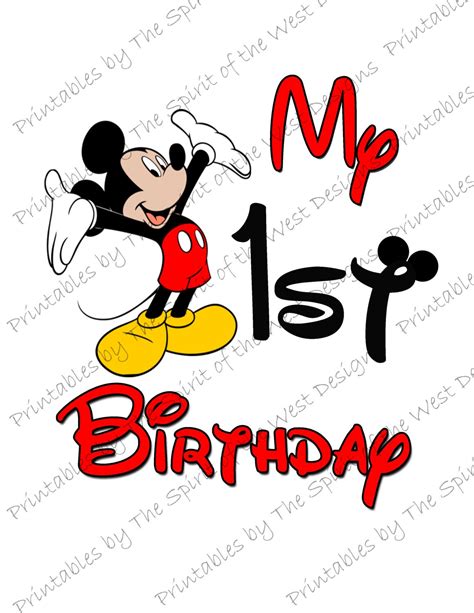 My First Birthday Mickey Mouse IMAGE use as clip art or print | Etsy