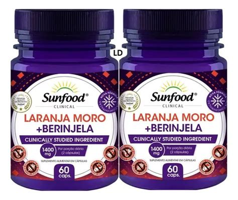 Kit 2 Laranja Moro Berinjela 120 Cápsulas 1400mg Sunfood Frete grátis