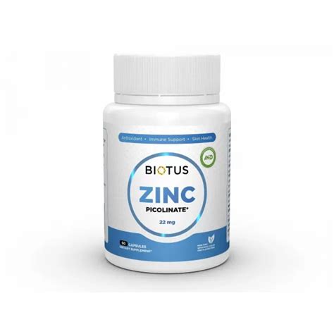 Цинк пиколинат (Zinc Picolinate) 22 мг 60 капсул Biotus Купить - Biovit.ua