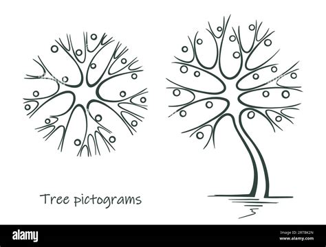 Pictogramas De árbol Dibujado A Mano De Tinta Boceto De Plantas